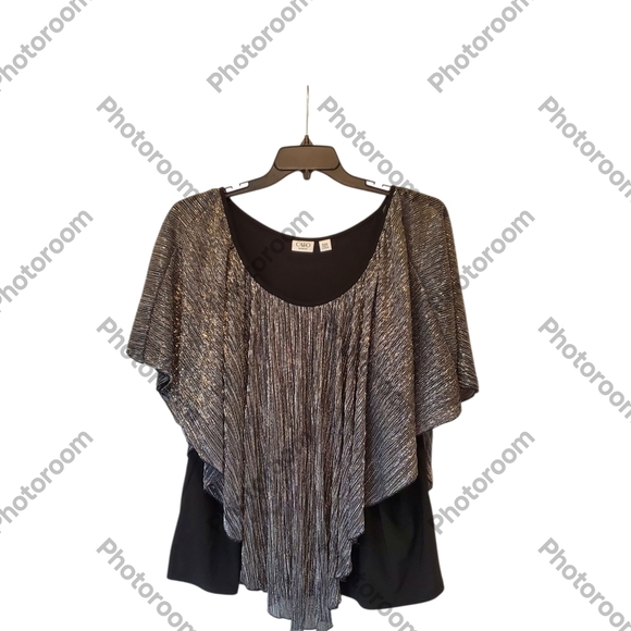 🎁Gorgeous Cato Black and Silver Women's Top Size 18/20W - Picture 1 of 9